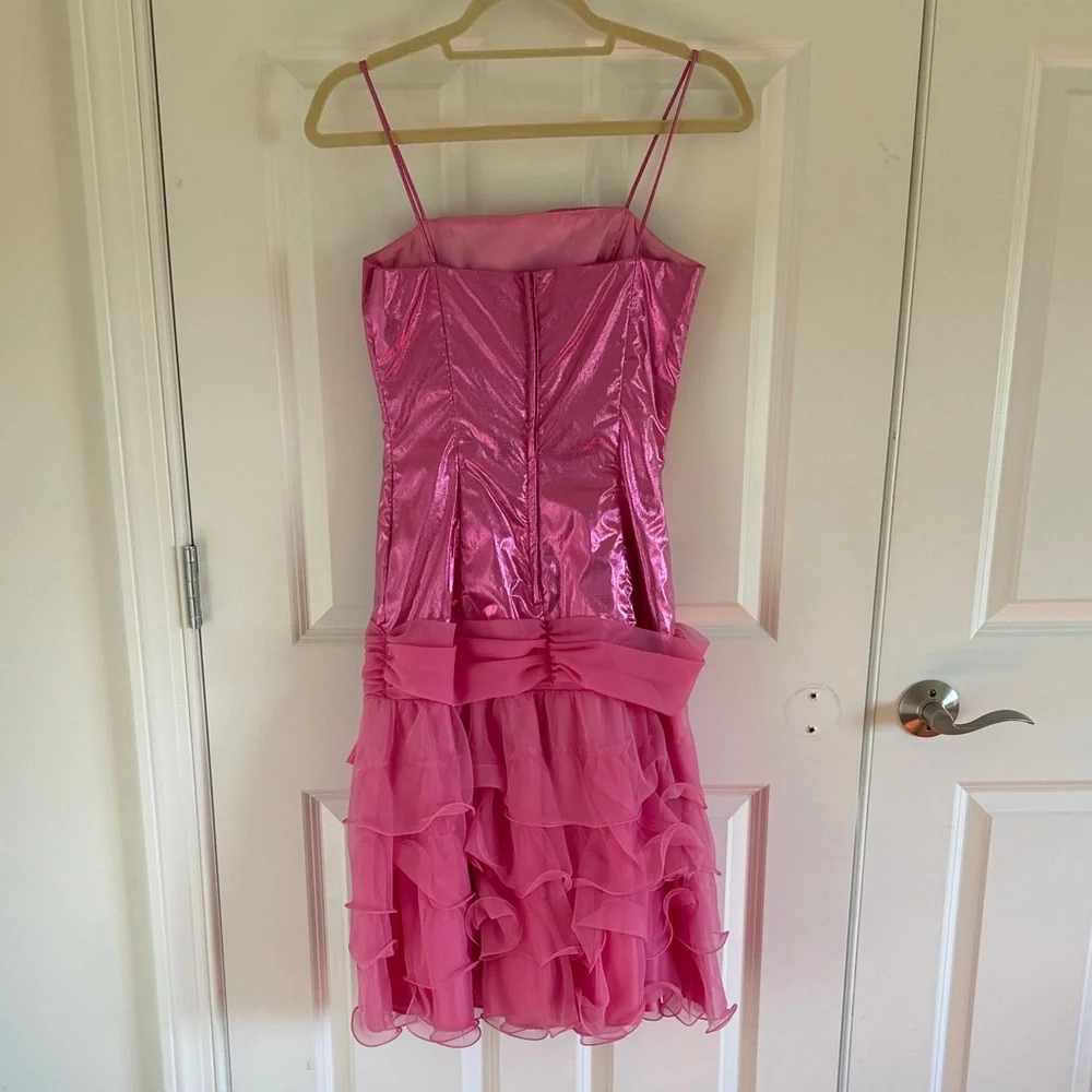Vintage 90s Pink Metallic Party Dress Size 5 - Picture 7 of 10